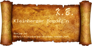 Kleinberger Bogdán névjegykártya